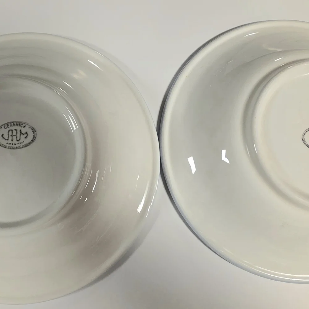 Crate&Barrel Blue and Green Olive Pasta Serving Bowl/2 Pasta Bowls Discontinued